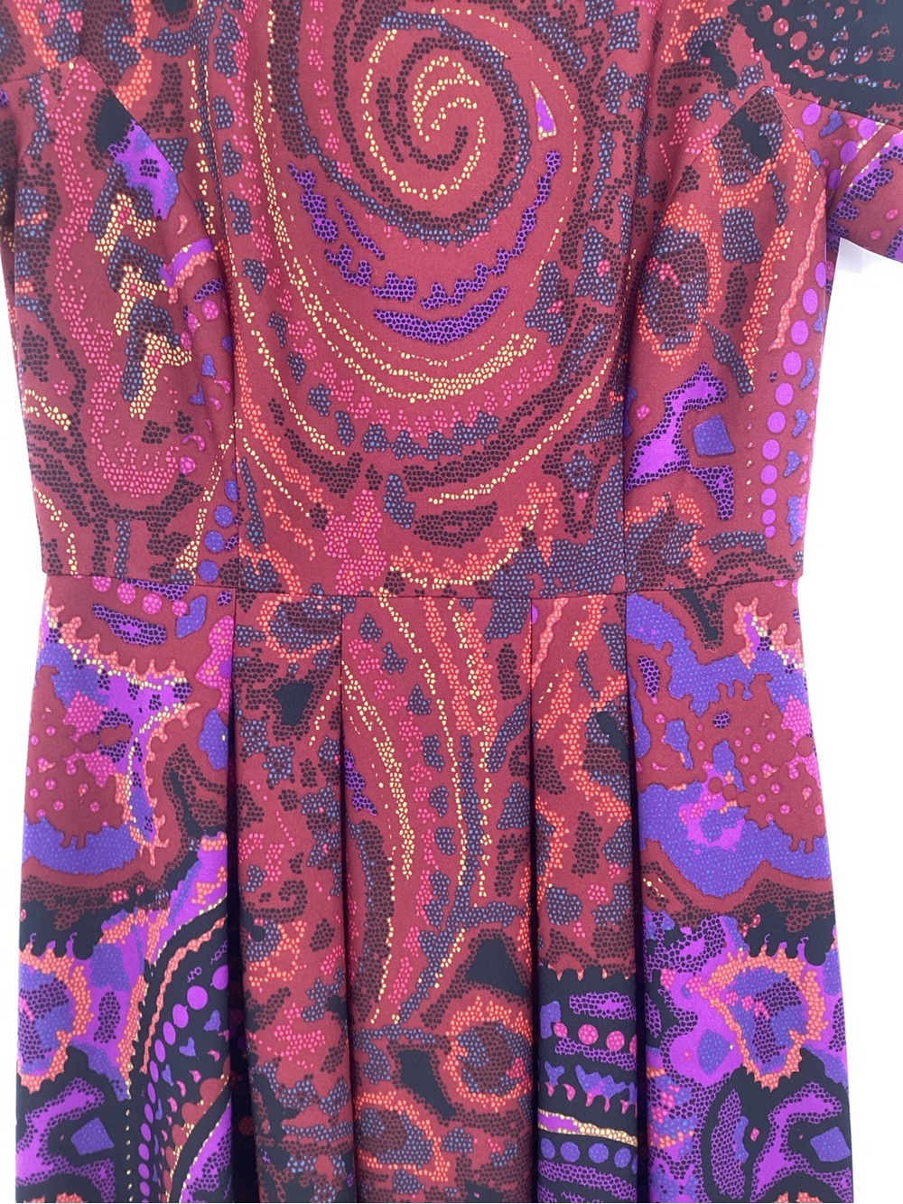 Donna Morgan Red & Purple Paisley Fit-and-Flare Dress - Picture 3 of 9